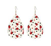 Orecchini Da Donna Pelle Sintetica Ladybugs And Dots Red Black Teardrop Leather Dangle Earrings Leggeri E Lussuosi Per Adatti Per L'Uso Quotidiano Per Le Donne Ragazze