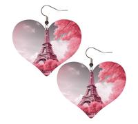 Orecchini Da Donna Pelle Sintetica Landscape Eiffel Tower Heart Lacrima Orecchini In Pelle A Forma Di Lacrima Design Di Fascia Alta Per Adatti Per L'Uso Quotidiano Per Le Donne Ragazze