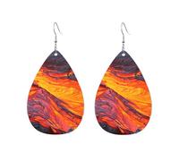 Orecchini Da Donna Pelle Sintetica Lava Magma Teardrop Leather Dangle Earrings Accessories Per Every Outfit Per Le Donne Ragazze