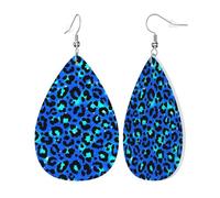 Orecchini Da Donna Pelle Sintetica Light Blue Leopard Print Lacrima Orecchino Leggeri E Lussuosi Per Feste E Appuntamenti 2 Paia