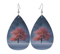 Orecchini Da Donna Pelle Sintetica Little Tree Under The Snowflakes Pattern Accessories Teardrop Leather Dangle Earrings Lacrima Per Adatti Per L'Uso Quotidiano Per Le Donne Ragazze