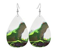 Orecchini Da Donna Pelle Sintetica Lizard Looking Up At The Pattern Lacrima Teardrop Leather Dangle Earrings Design Di Fascia Alta Per Feste E Appuntamenti Adatti Per L'Uso Quotidiano