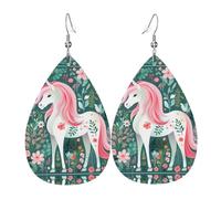 Orecchini Da Donna Pelle Sintetica Long-Haired Unicorns Pattern Design Di Fascia Alta Orecchini In Pelle A Forma Di Lacrima Leggeri E Lussuosi Per Feste E Appuntamenti For Women Girls