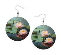 Orecchini Da Donna Pelle Sintetica Lotus Flower Painting Print Lacrima Gioielli Per Per Le Donne Ragazze Every Outfit