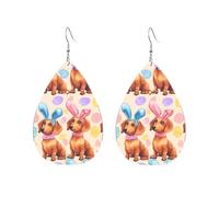 Orecchini Da Donna Pelle Sintetica Lovely Easter Dachshund Colorful Eggs Jewelry Orecchino Leggeri E Lussuosi Per Adatti Per L'Uso Quotidiano 2 Paia