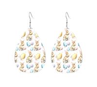 Orecchini Da Donna Pelle Sintetica Lovely Easter Rabbit Colorful Eggs Leggeri E Lussuosi Orecchino Lacrima Per Adatti Per L'Uso Quotidiano 2 Paia