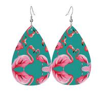Orecchini Da Donna Pelle Sintetica Lovely Pink Flamingos Pattern Leggeri E Lussuosi Orecchini In Pelle A Forma Di Lacrima Jewelry Per Every Outfit Per Le Donne Ragazze
