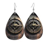 Orecchini Da Donna Pelle Sintetica Magical Design Norse Runes Compass Printed Teardrop Leather Dangle Earrings Lacrima Per Adatti Per L'Uso Quotidiano For Women Girls