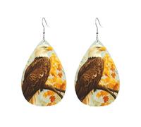 Orecchini Da Donna Pelle Sintetica Magnificent Eagle In Autumn Tree Lacrima Teardrop Leather Dangle Earrings Design Di Fascia Alta Per Adatti Per L'Uso Quotidiano 2 Paia