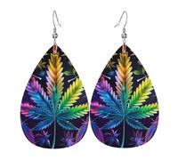 Orecchini Da Donna Pelle Sintetica Marijuana Leafs Cannabis Leaves Trippy Psychedelic Jewelry Orecchini In Pelle A Forma Di Lacrima Leggeri E Lussuosi Per Adatti Per L'Uso Quotidiano 2 Paia