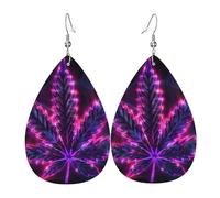 Orecchini Da Donna Pelle Sintetica Marijuana Leafs Cannabis Neon Trippy Psychedelic Purple Lacrima Orecchino Jewelry Per Adatti Per L'Uso Quotidiano 2 Paia