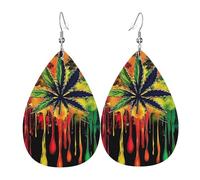 Orecchini Da Donna Pelle Sintetica Marijuana Leafs Rastafarian Cannabis Psychedelic Hippies Trippy Lacrima Orecchino Accessories Per Adatti Per L'Uso Quotidiano 2 Paia