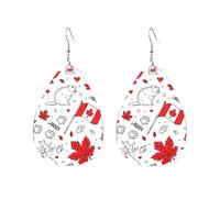 Orecchini Da Donna Pelle Sintetica Marple Beaver Canada Flag Jewelry Orecchino Accessories Per Feste E Appuntamenti Adatti Per L'Uso Quotidiano