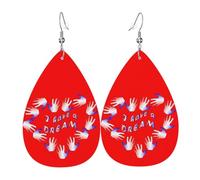Orecchini Da Donna Pelle Sintetica Martini Luther King Day 2026 Teardrop Leather Dangle Earrings Accessories Per Adatti Per L'Uso Quotidiano Decorazione Per Abbigliamento