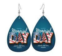Orecchini Da Donna Pelle Sintetica Memorial Day Remember Our Heroes Jewelry Teardrop Leather Dangle Earrings Lacrima Per Every Outfit Adatti Per L'Uso Quotidiano
