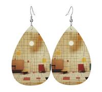 Orecchini Da Donna Pelle Sintetica Mid Century Modern Print Accessories Orecchini In Pelle A Forma Di Lacrima Jewelry Per Le Donne Ragazze For Women Girls
