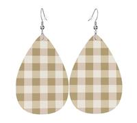 Orecchini Da Donna Pelle Sintetica Mocha Brown White Plaid Accessories Orecchini In Pelle A Forma Di Lacrima Design Di Fascia Alta Per Feste E Appuntamenti For Women Girls