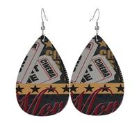 Orecchini Da Donna Pelle Sintetica Movie Theater Cinema Admit One Ticket Teardrop Leather Dangle Earrings Design Di Fascia Alta Per Every Outfit Adatti Per L'Uso Quotidiano