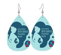 Orecchini Da Donna Pelle Sintetica National Birth Defects Awareness Month Orecchini In Pelle A Forma Di Lacrima Accessories Per Per Le Donne Ragazze Every Outfit