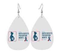 Orecchini Da Donna Pelle Sintetica National Birth Defects Awareness Month Teardrop Leather Dangle Earrings Jewelry Per Decorazione Per Abbigliamento Adatti Per L'Uso Quotidiano