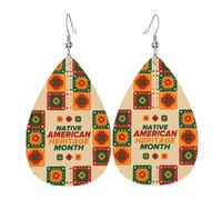 Orecchini Da Donna Pelle Sintetica Native American And Heritage Month Accessories Teardrop Leather Dangle Earrings Jewelry Per Decorazione Per Abbigliamento Adatti Per L'Uso Quotidiano
