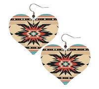 Orecchini Da Donna Pelle Sintetica Native American Patterns Heart Jewelry Teardrop Leather Dangle Earrings Leggeri E Lussuosi Per Adatti Per L'Uso Quotidiano Per Feste E Appuntamenti