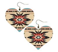 Orecchini Da Donna Pelle Sintetica Native American Patterns Heart Leggeri E Lussuosi Orecchino Lacrima Per For Women Girls Per Feste E Appuntamenti