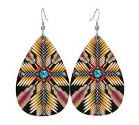 Orecchini Da Donna Pelle Sintetica Native Southwest American Indiana Aztec Navajo Teardrop Leather Dangle Earrings Accessories Per For Women Girls Per Feste E Appuntamenti