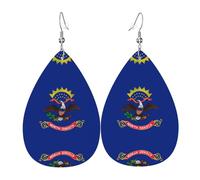 Orecchini Da Donna Pelle Sintetica North Dakota State Flag Printed Orecchini In Pelle A Forma Di Lacrima Accessories Per Decorazione Per Abbigliamento Adatti Per L'Uso Quotidiano