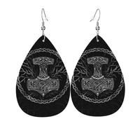 Orecchini Da Donna Pelle Sintetica Old Norse Mythology Viking Hammer Rune Gioielli Accessories Per Adatti Per L'Uso Quotidiano Every Outfit