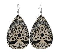 Orecchini Da Donna Pelle Sintetica Old Viking Norse Mythology Tree Of Life Teardrop Leather Dangle Earrings Lacrima Per Per Feste E Appuntamenti Decorazione Per Abbigliamento