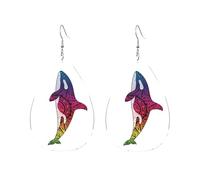 Orecchini Da Donna Pelle Sintetica Orca Killer Whale Teardrop Leather Dangle Earrings Jewelry Per Adatti Per L'Uso Quotidiano Every Outfit