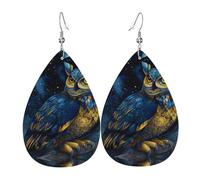 Orecchini Da Donna Pelle Sintetica Owls Under The Stars Pattern Jewelry Teardrop Leather Dangle Earrings Accessories Per Adatti Per L'Uso Quotidiano Per Le Donne Ragazze
