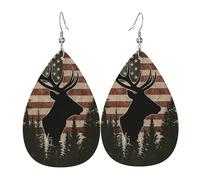 Orecchini Da Donna Pelle Sintetica Patriotic Deer Silhouette, American Flag Leggeri E Lussuosi Orecchino Jewelry Per Every Outfit Adatti Per L'Uso Quotidiano
