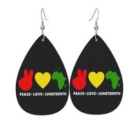 Orecchini Da Donna Pelle Sintetica Peace Love June Teenth Freedom 1865 Lacrima Gioielli Leggeri E Lussuosi Per Adatti Per L'Uso Quotidiano Decorazione Per Abbigliamento