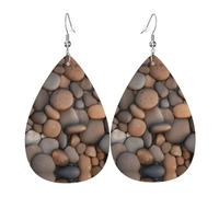 Orecchini Da Donna Pelle Sintetica Pebbles In The Beach Printed Teardrop Leather Dangle Earrings Jewelry Per For Women Girls Per Feste E Appuntamenti