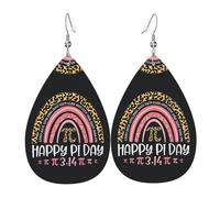 Orecchini Da Donna Pelle Sintetica Pi Day Shirt Spiral Pi Math Teacher 3 14 Leopard Rainbow Leggeri E Lussuosi Teardrop Leather Dangle Earrings Jewelry Per Le Donne Ragazze Every Outfit