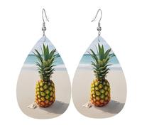 Orecchini Da Donna Pelle Sintetica (Pineapple By The Sea) Teardrop Leather Dangle Earrings Jewelry Per Per Feste E Appuntamenti Every Outfit