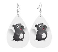 Orecchini Da Donna Pelle Sintetica Playful Angel Rat Pattern Design Di Fascia Alta Teardrop Leather Dangle Earrings Accessories Per Every Outfit Per Le Donne Ragazze