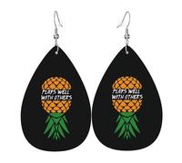 Orecchini Da Donna Pelle Sintetica Plays Well With Others Upside Downward Pineapple Orecchino Leggeri E Lussuosi Per Every Outfit Per Le Donne Ragazze