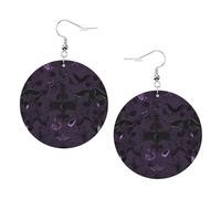 Orecchini Da Donna Pelle Sintetica Purple Black Goth Spooky Print Lacrima Orecchino Per For Women Girls Every Outfit