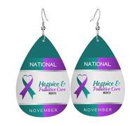 Orecchini Da Donna Pelle Sintetica Purple Green Ribbon Hospice And Palliative Leggeri E Lussuosi Teardrop Leather Dangle Earrings Accessories Per Adatti Per L'Uso Quotidiano Per Le Donne Ragazze