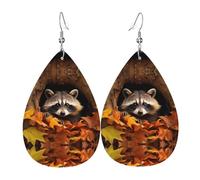 Orecchini Da Donna Pelle Sintetica Raccoon In The Fall Tree Hole Pattern Accessories Gioielli Design Di Fascia Alta Per For Women Girls Adatti Per L'Uso Quotidiano