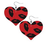Orecchini Da Donna Pelle Sintetica Red And Black Lips Jewelry Teardrop Leather Dangle Earrings Design Di Fascia Alta Per Adatti Per L'Uso Quotidiano Decorazione Per Abbigliamento