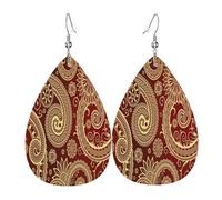 Orecchini Da Donna Pelle Sintetica Red Polka Dot Bohemian Pai-Sley Teardrop Leather Dangle Earrings Lacrima Per Adatti Per L'Uso Quotidiano For Women Girls