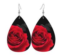Orecchini Da Donna Pelle Sintetica Red Roses Florals Printed Design Di Fascia Alta Orecchino Per For Women Girls Per Feste E Appuntamenti