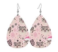 Orecchini Da Donna Pelle Sintetica Retro Christmas Leopard Accessories Teardrop Leather Dangle Earrings Jewelry Per Adatti Per L'Uso Quotidiano Decorazione Per Abbigliamento