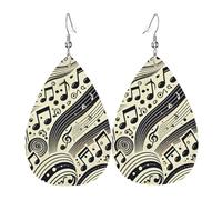 Orecchini Da Donna Pelle Sintetica Retro Music Notes Black Leggeri E Lussuosi Orecchini In Pelle A Forma Di Lacrima Per Adatti Per L'Uso Quotidiano Every Outfit