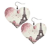 Orecchini Da Donna Pelle Sintetica Romantic Paris Eiffel Tower Bycicle Heart Lacrima Orecchini In Pelle A Forma Di Lacrima Jewelry Per Adatti Per L'Uso Quotidiano Per Feste E Appuntamenti