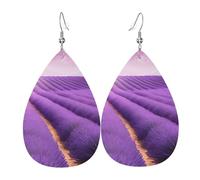 Orecchini Da Donna Pelle Sintetica (Romantic Purple Lavender) Teardrop Leather Dangle Earrings Jewelry Per Decorazione Per Abbigliamento Adatti Per L'Uso Quotidiano